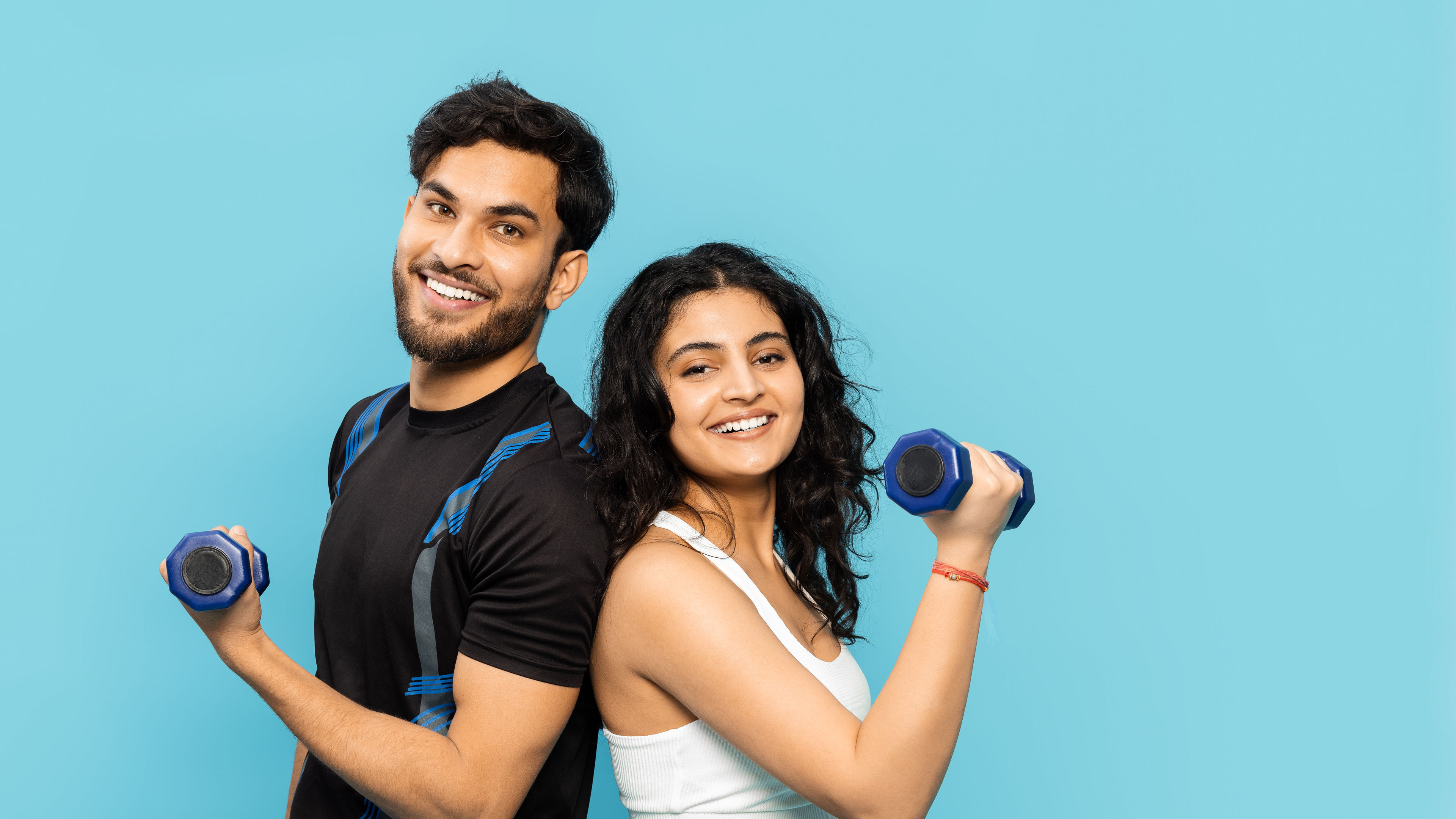 A couple enjoying a workout together