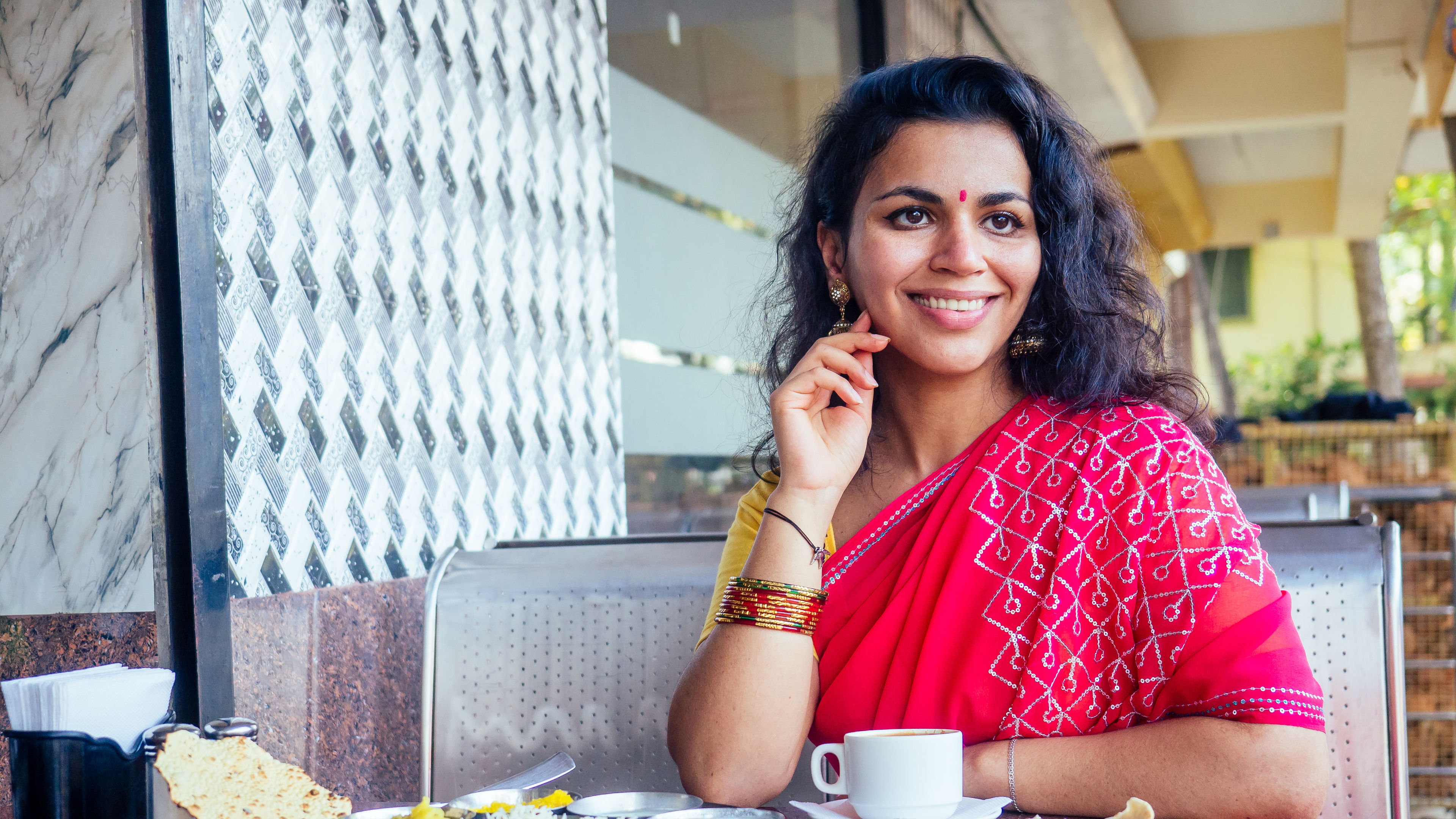 Woman enjoying breakfast 